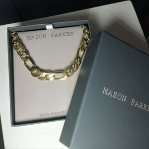 Mason Parker Gold Brass Chain Curb Link 24" Necklace New In Gift Box For Men NIB